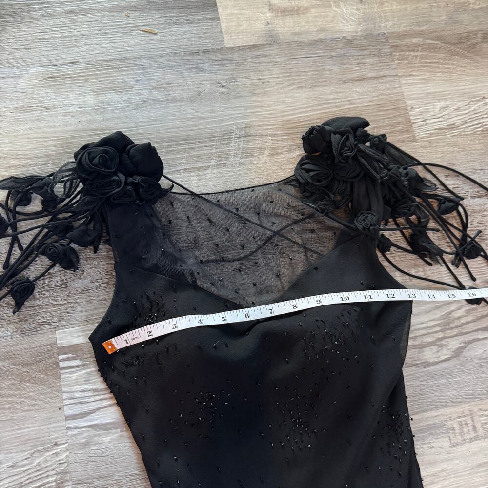 Vintage Sue Wong Y2K Black Silk Beaded Dress Dark Fairy Goth Homecoming Formal 2 - Picture 12 of 13